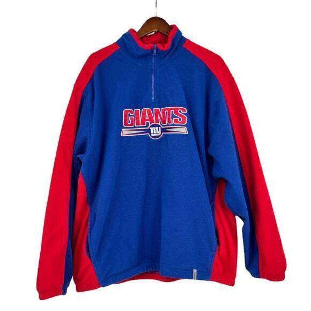 Vintage REEBOK NFL TEAM APPAREL NY GIANTS Zip Fleece Pullover Adult men size XL